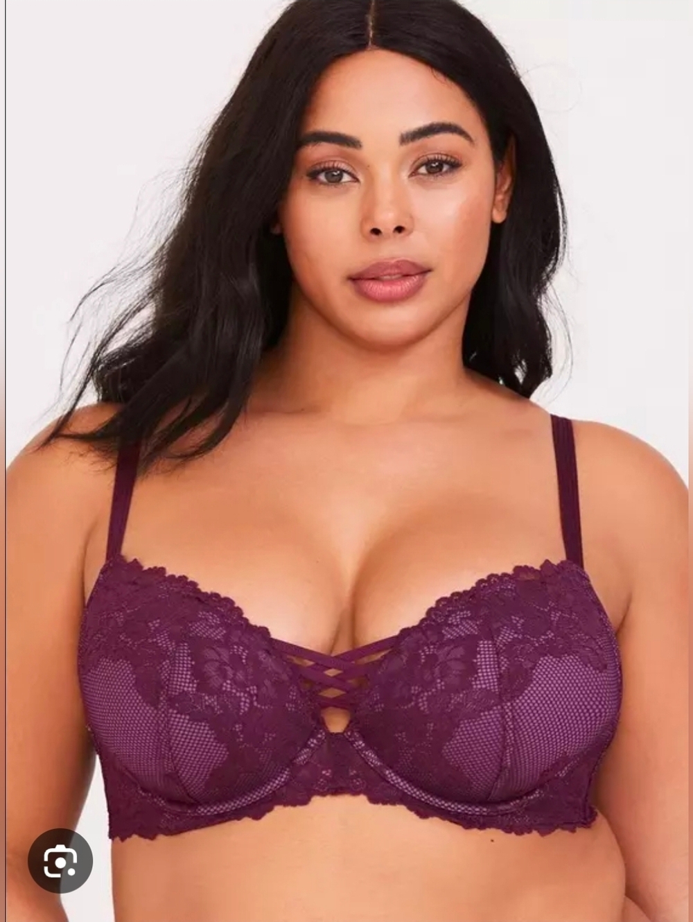 Torrid Curve 46D with Purple Lace & 'XOXO' Push Up Plunge In EUC